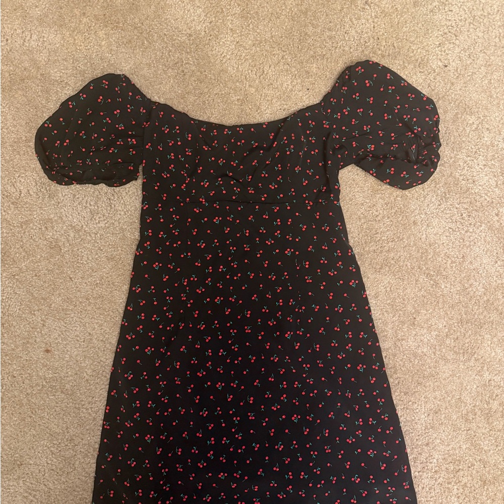 Princess Polly Black mini cherry dress